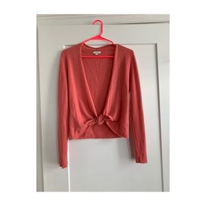 Garnet Hill woman’s salmon 100% cashmere cardigan